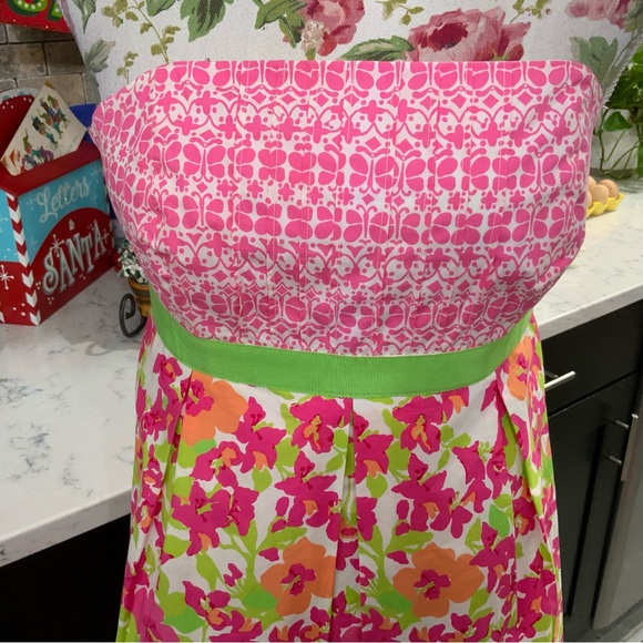 Lilly Pulitzer Betsey Dress Pink Falling For You Floral Strapless Preppy Size 2 - Picture 2 of 15